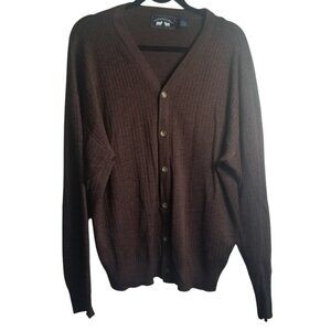 Vintage Woods & Gray Men's Wool Blend Heritage Brown Cardigan Sweater Sz L